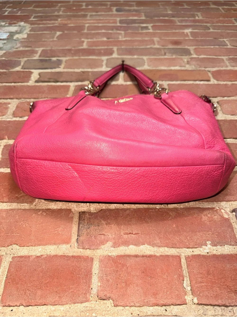 Coach Bright Pink Leather Shoulder Bag Purse Women Fashion